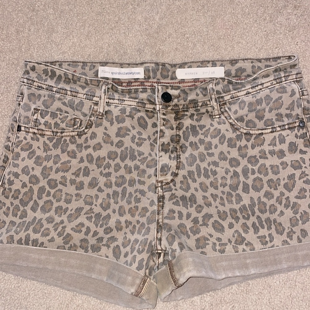 Anthropologie Pilcro Hyphen Leopard Jean Shorts Animal Print High Rise - Picture 3 of 6